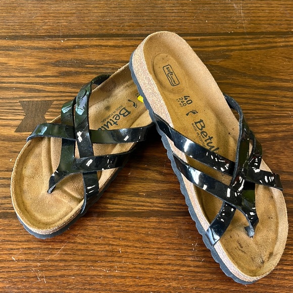Birkenstock Betula Women’s Black Patent Strap Sandal Size EU 40 US 9 - Picture 1 of 6